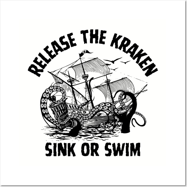 Release The Kraken Pirate of The Caribbean Saying Wall Art by Andrew Collins